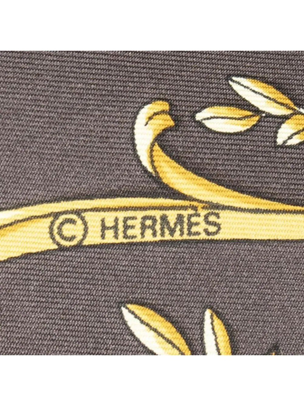 ★SOLD★ Hermes Scarf Dark Brown Beige 100% Gold Twill Silk - Picture 4 of 5
